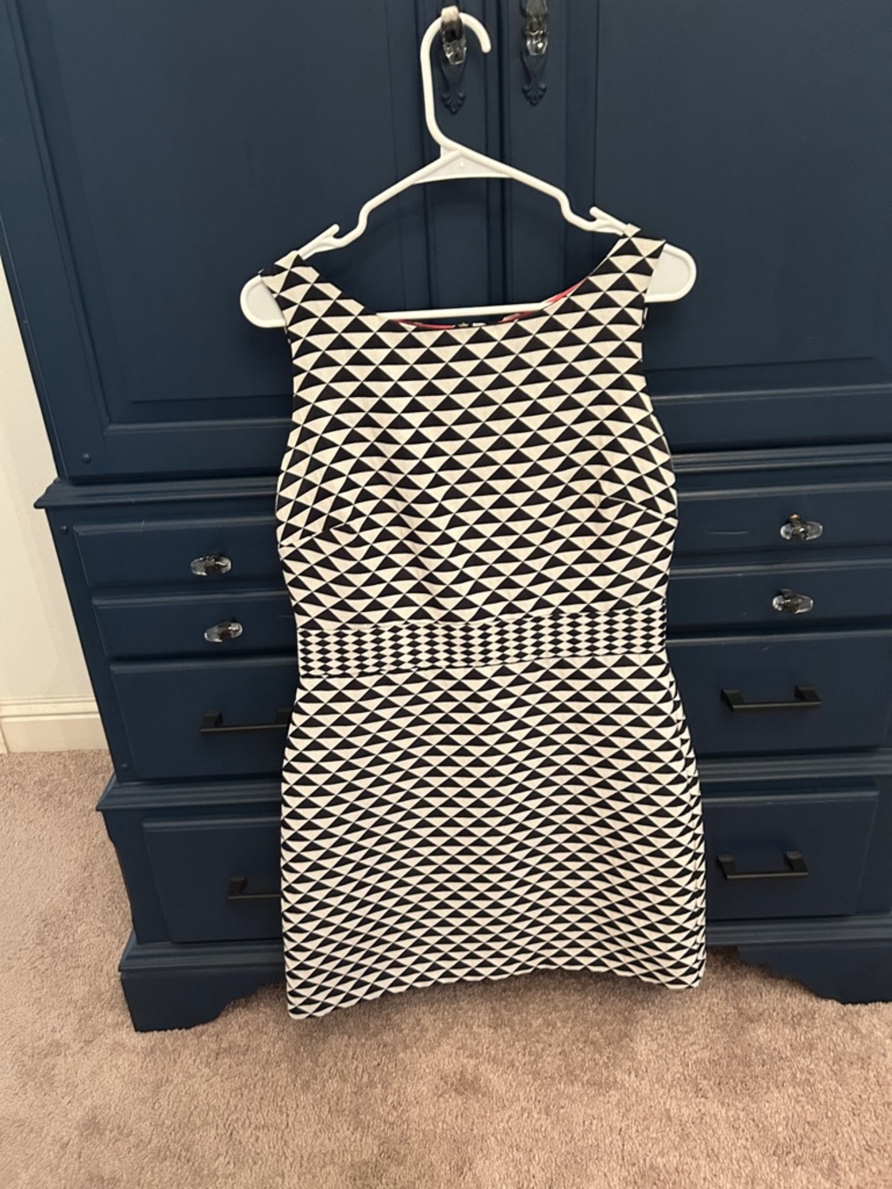 The Limited Navy and White Geometric Mini Dress